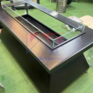 میز آتش گازی نما شیشه ای